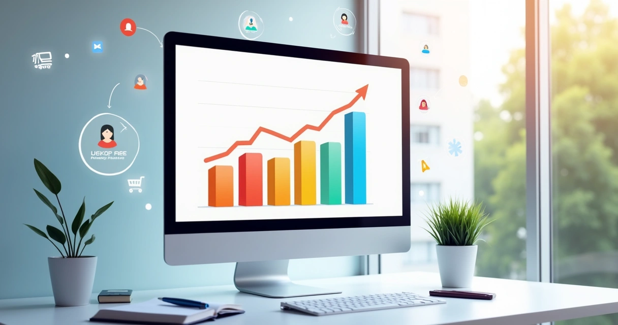 Gráfico colorido mostrando aumento na taxa de conversão ao longo do tempo 