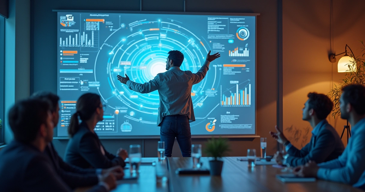 Executivo analisando gráficos de taxa de conversão em tela 