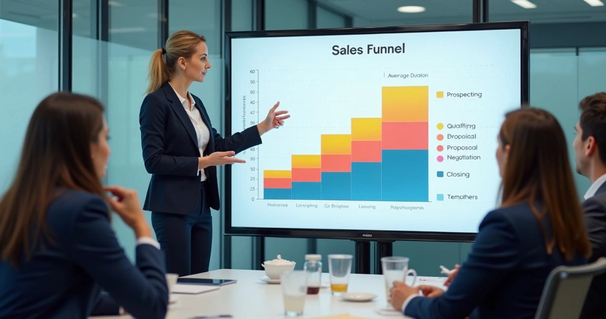 Gráfico de barras mostrando duração média de fases do funil de vendas 