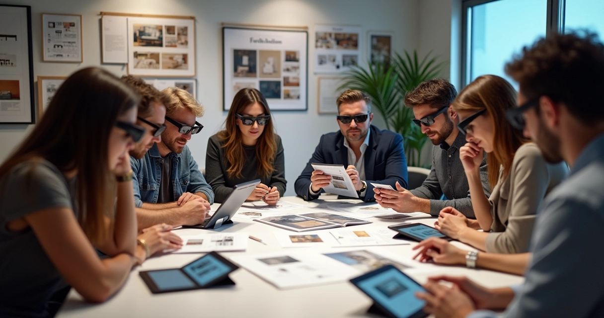 Equipe analisa tendências de design e tecnologia para móveis 