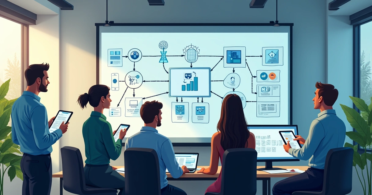 Equipe de TI analisando integração de sistemas 
