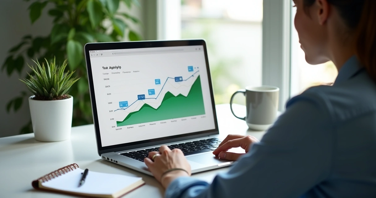 Profissional analisando gráfico de tráfego orgânico do site