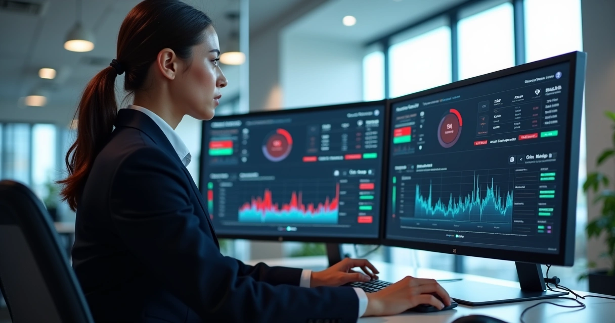 Profissional analisa transações bancárias suspeitas em tela 