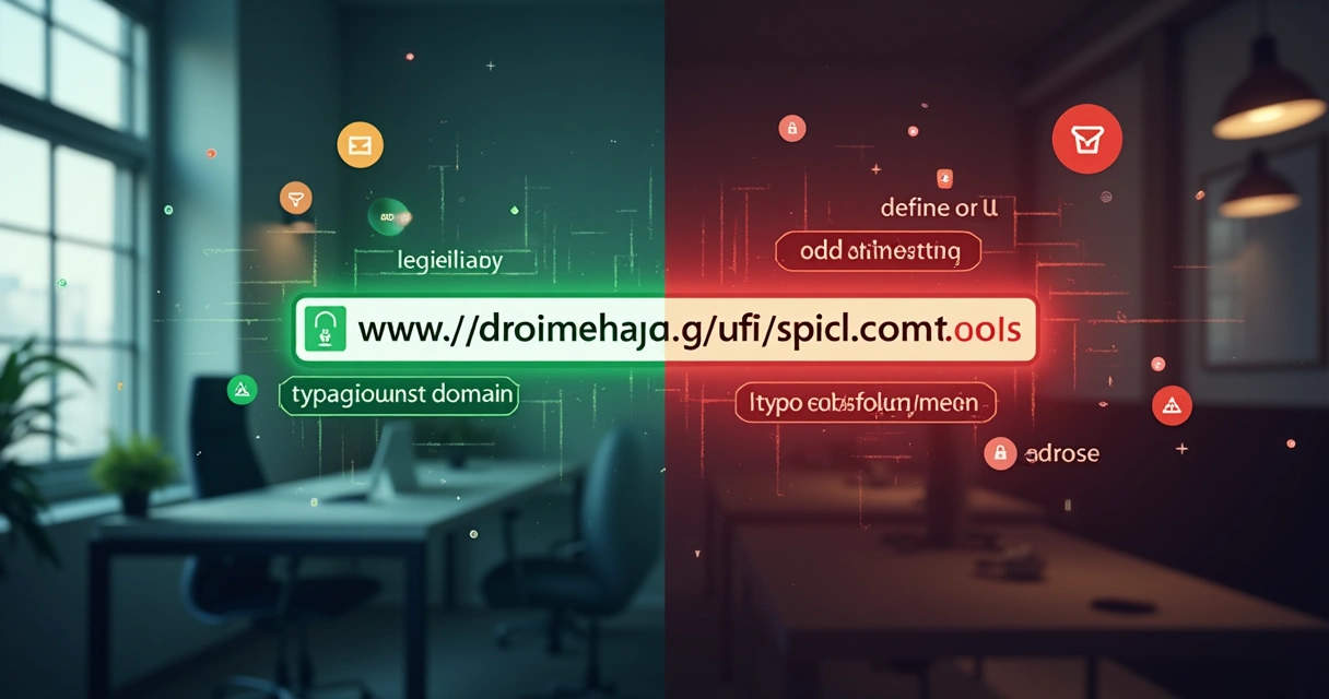 Análise visual de uma URL segura e outra maliciosa lado a lado.