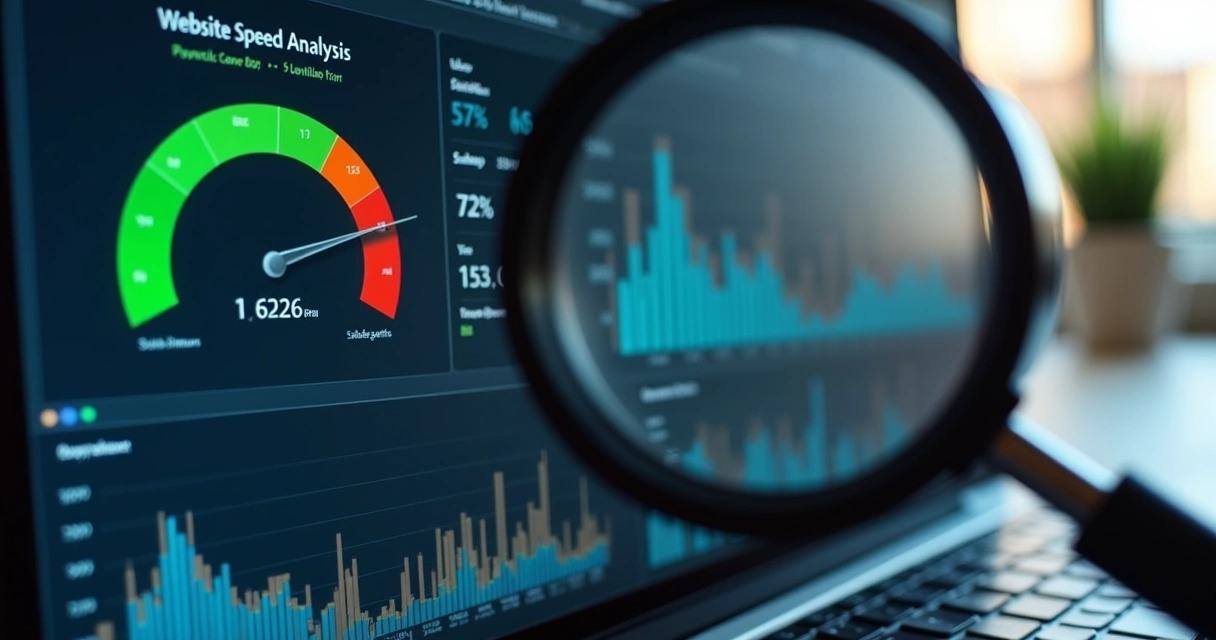 Dashboard mostrando análise de velocidade de site 