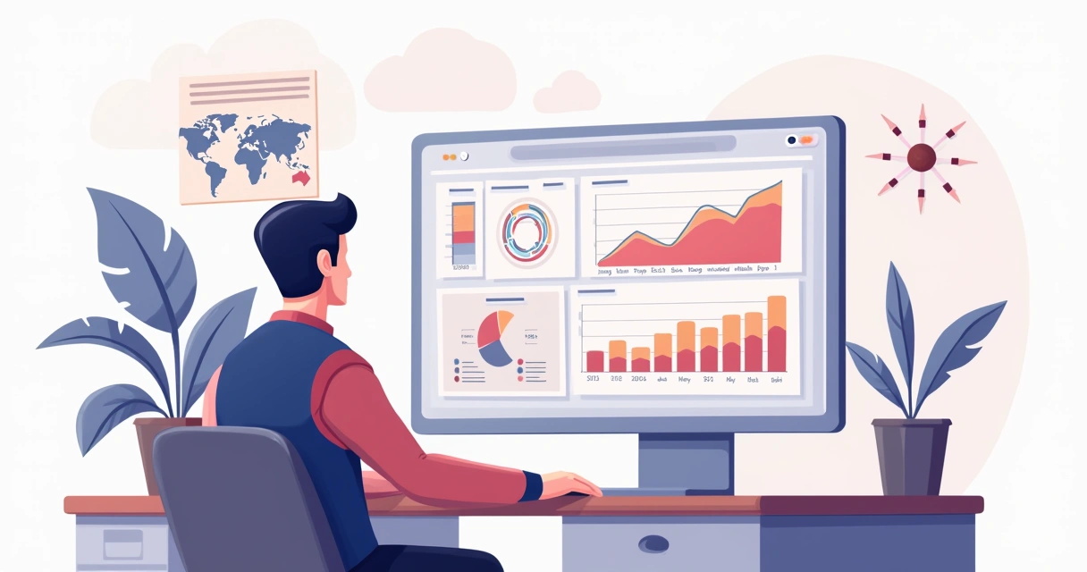 Painel de indicadores de vendas na tela de um notebook 