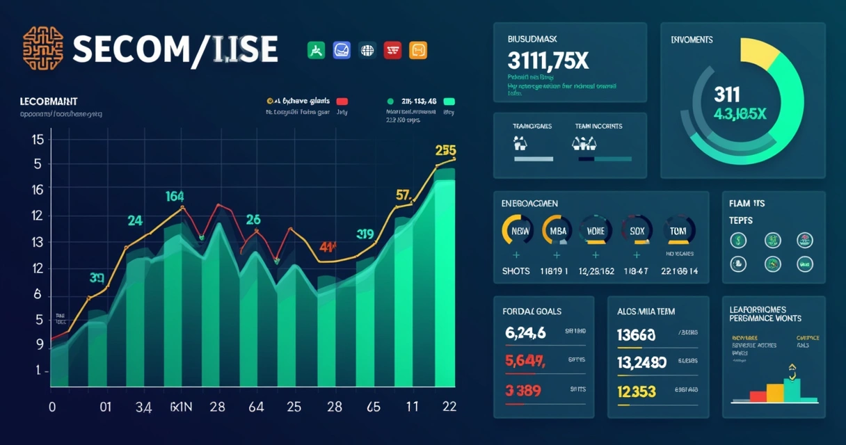 Gráfico de modelo xG com dados de futebol expostos em painel 