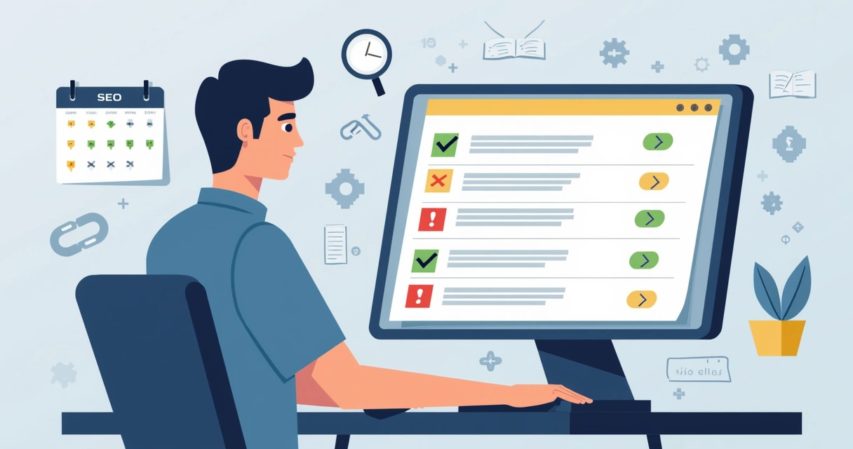 SEO specialist auditing website anchor text usage 