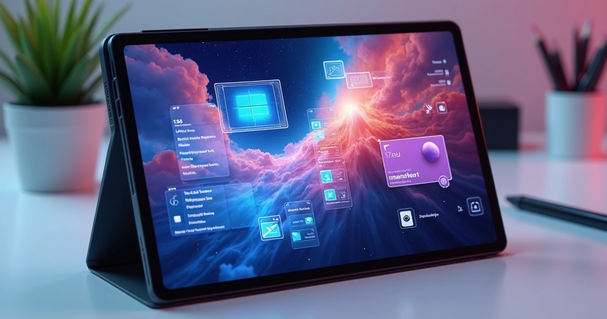 Tablet Android moderno mostrando recursos inovadores e tendências futuras. 