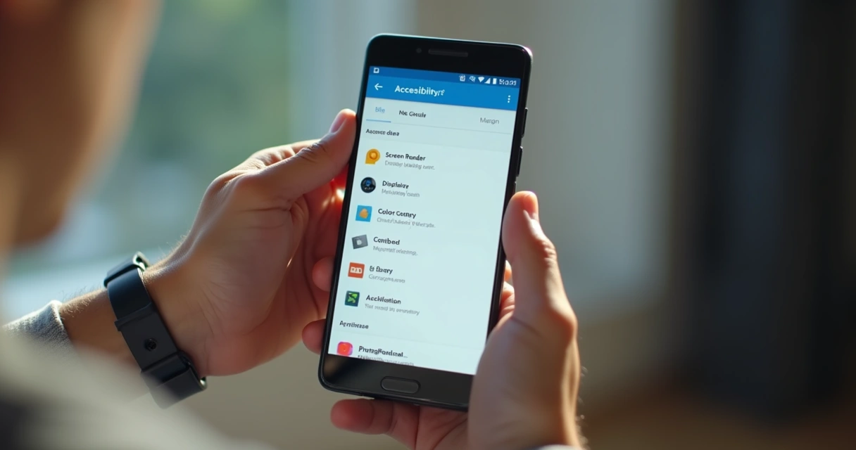 Configurações de acessibilidade em um celular Android. 