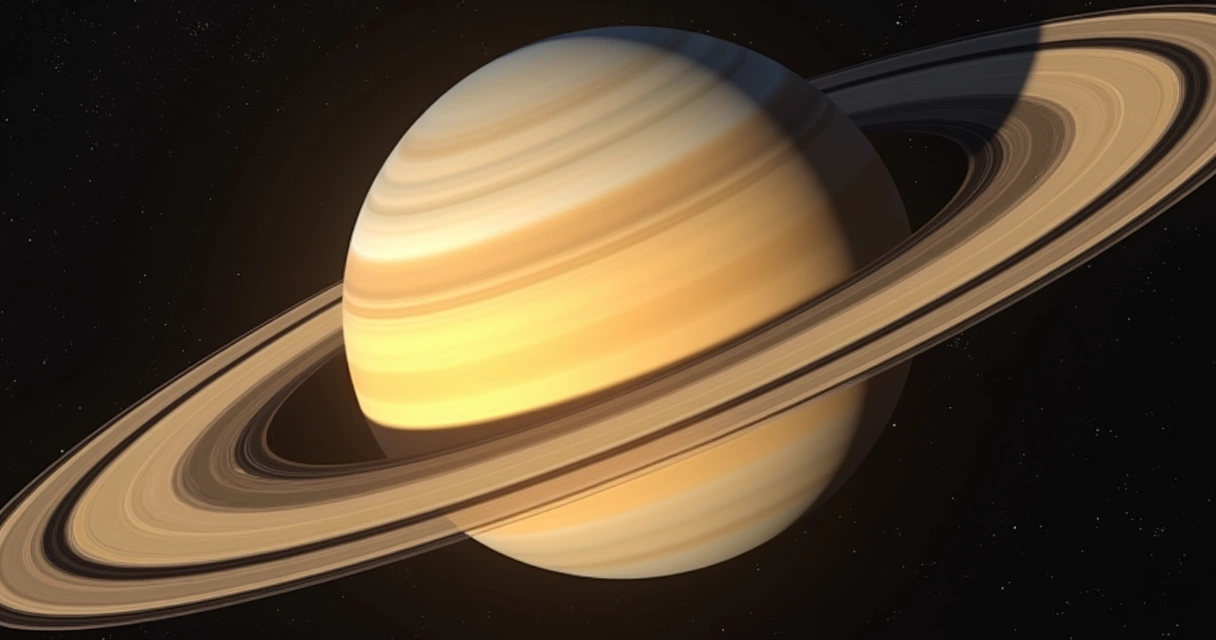Anéis de Saturno mostrando sua largura impressionante e espessura fina