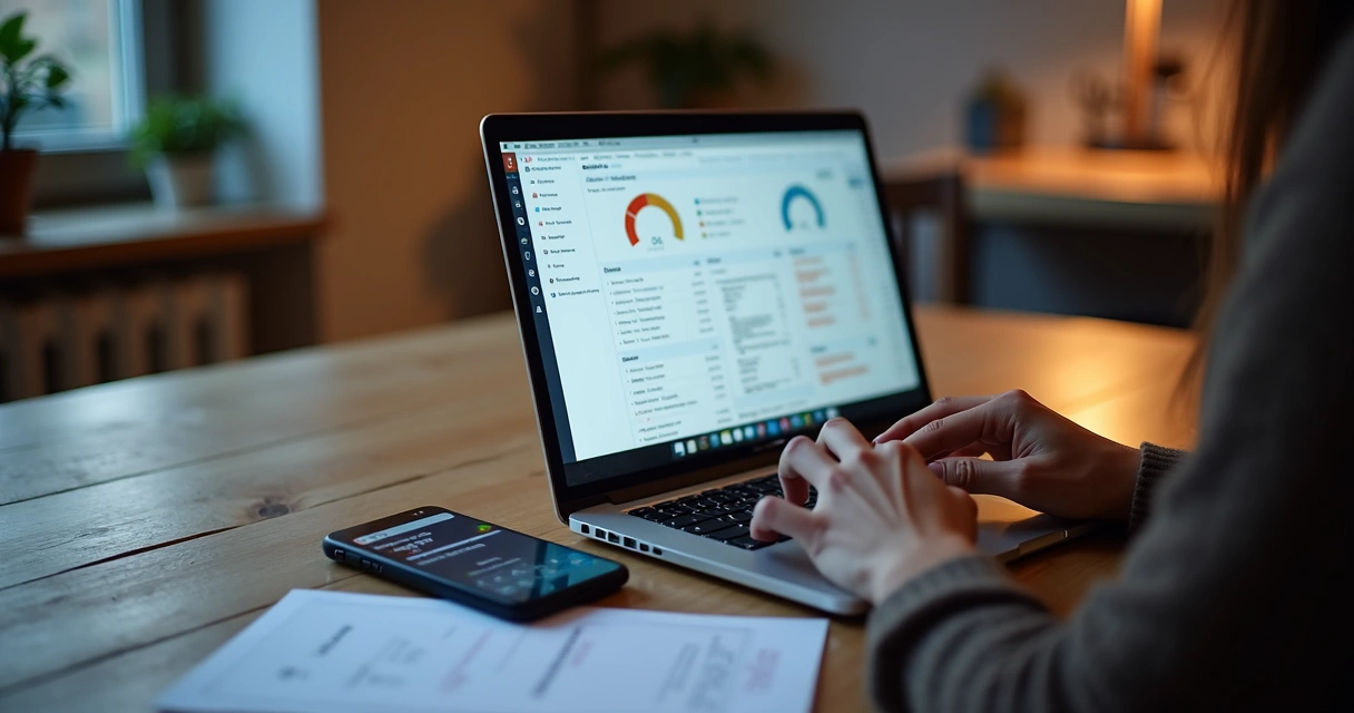Anfitrião ajustando preços no laptop com celular ao lado