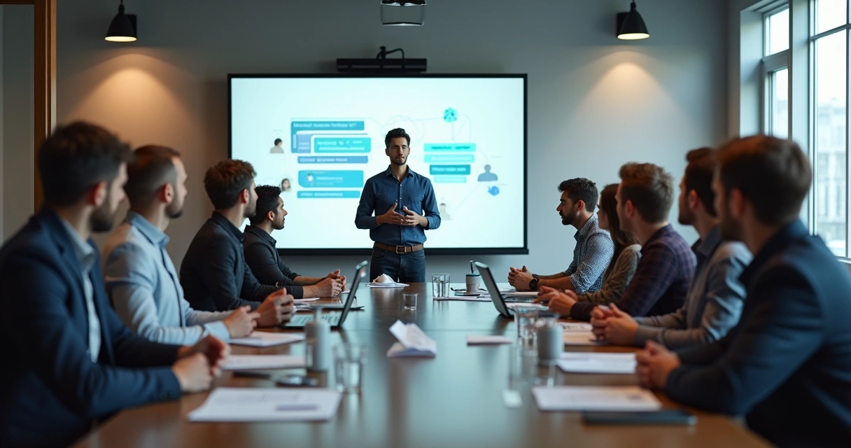 Business angel group in a pitch meeting 