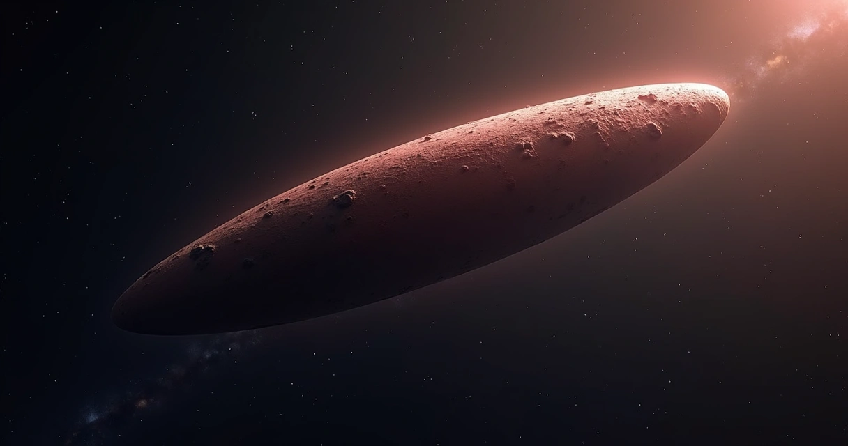 Representação do objeto interestelar 'Oumuamua no espaço