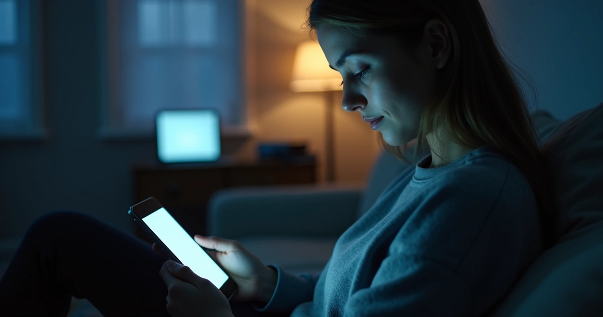 Pessoa anônima usando celular para buscar apoio online, rosto embaçado