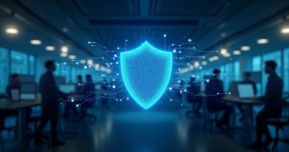 Camada digital simbolizando anonimato de dados e segurança da informação 