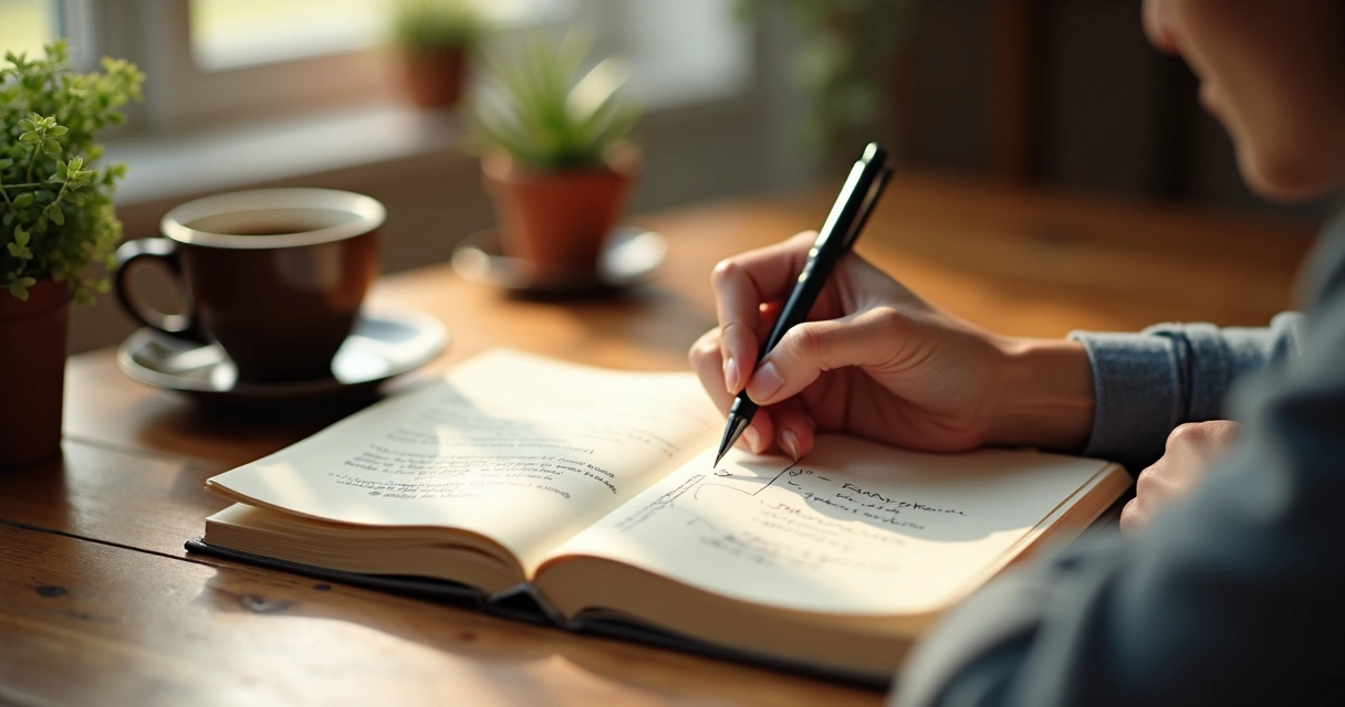 Pessoa fazendo anotações em um caderno sobre momentos de gatilhos emocionais 