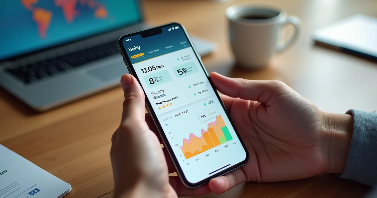 Pessoa anotando progresso em app no celular