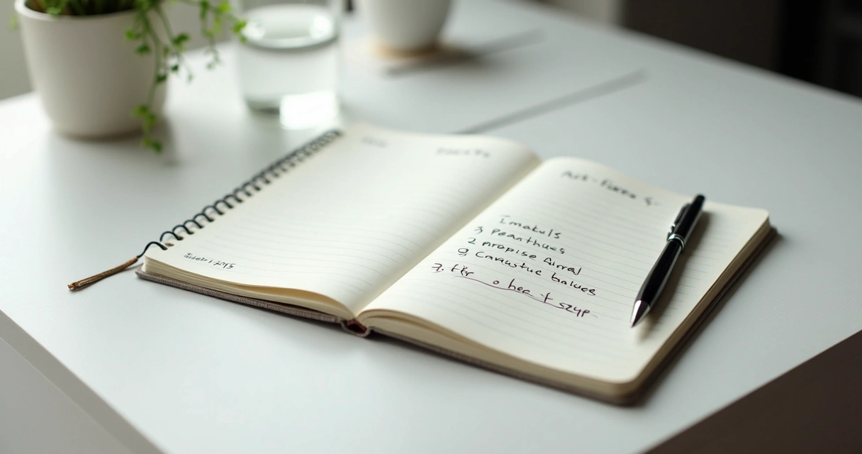 Caderno com anotações para decisão consciente 