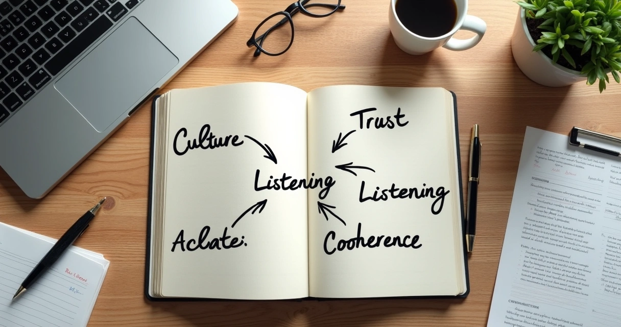 Anotações sobre cultura e coerência em mesa de trabalho