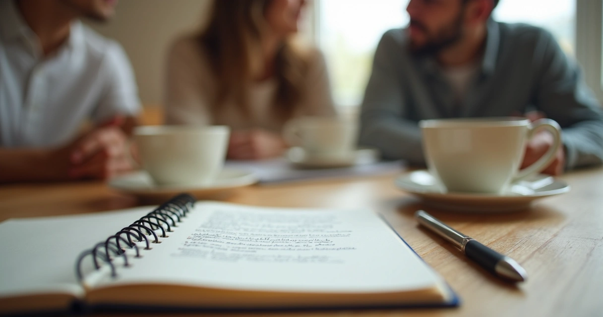 Bloco de notas com pontos de diálogo em mesa 