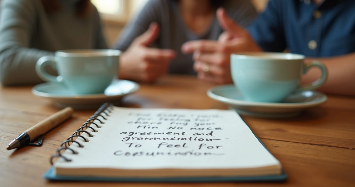 Caderno com anotações durante conversa em família 