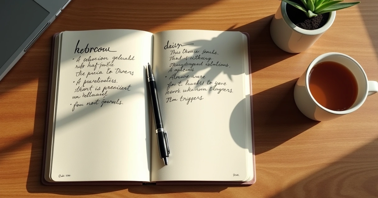 Caderno aberto com anotações sobre emoções e reflexão 