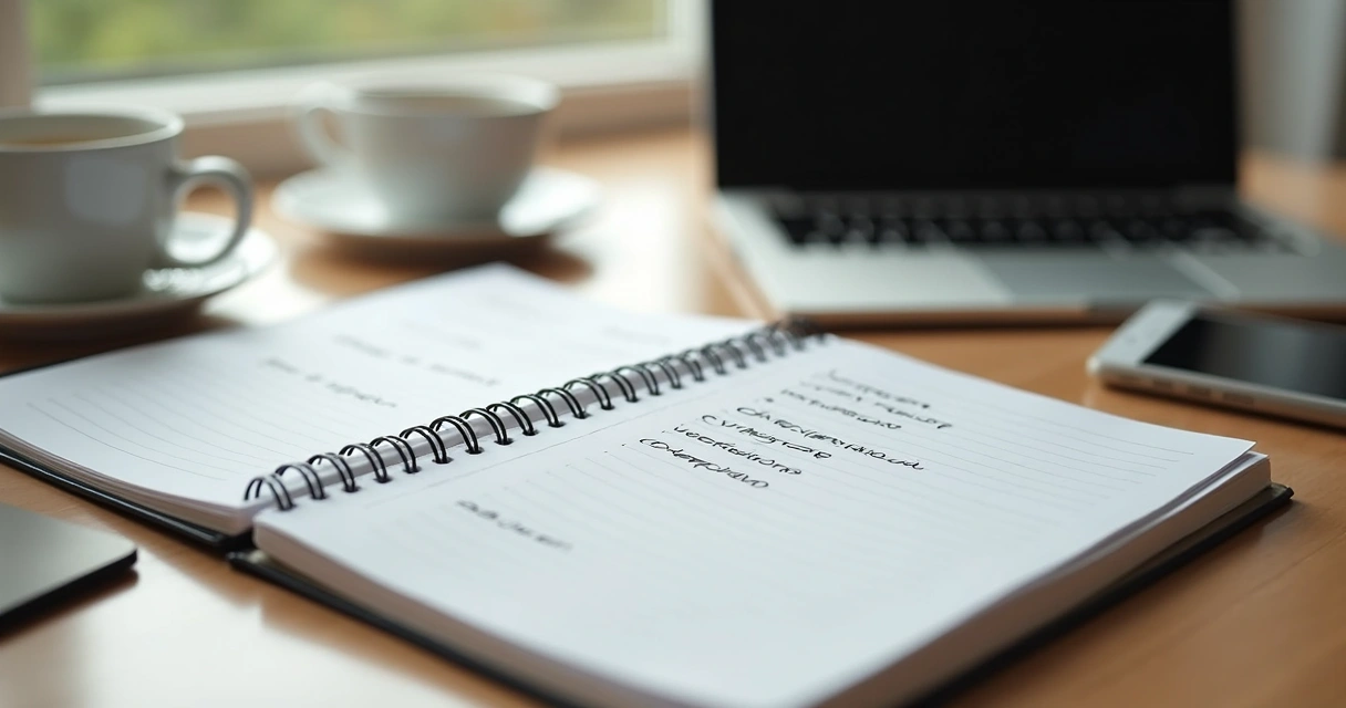 Caderno com anotações durante conversa de feedback 
