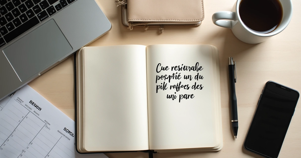 Caderno com anotações de gratidão ao lado de laptop no trabalho