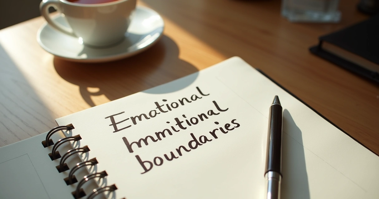 Caderno com anotações sobre limites emocionais
