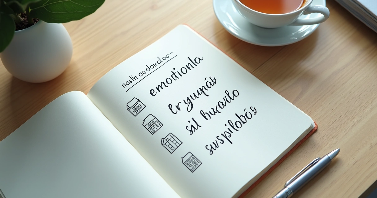 Caderno com anotações sobre limites emocionais em mesa clara 
