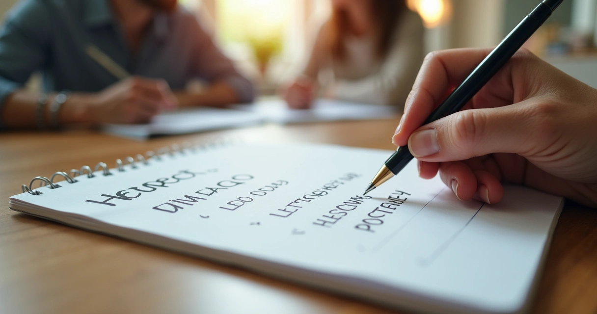 Caderno com anotações sobre limites familiares
