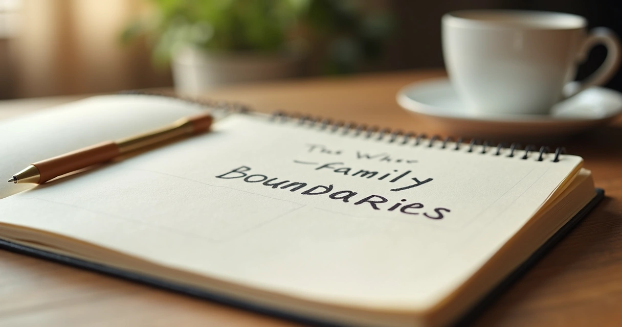 Caderno com anotações sobre limites familiares 
