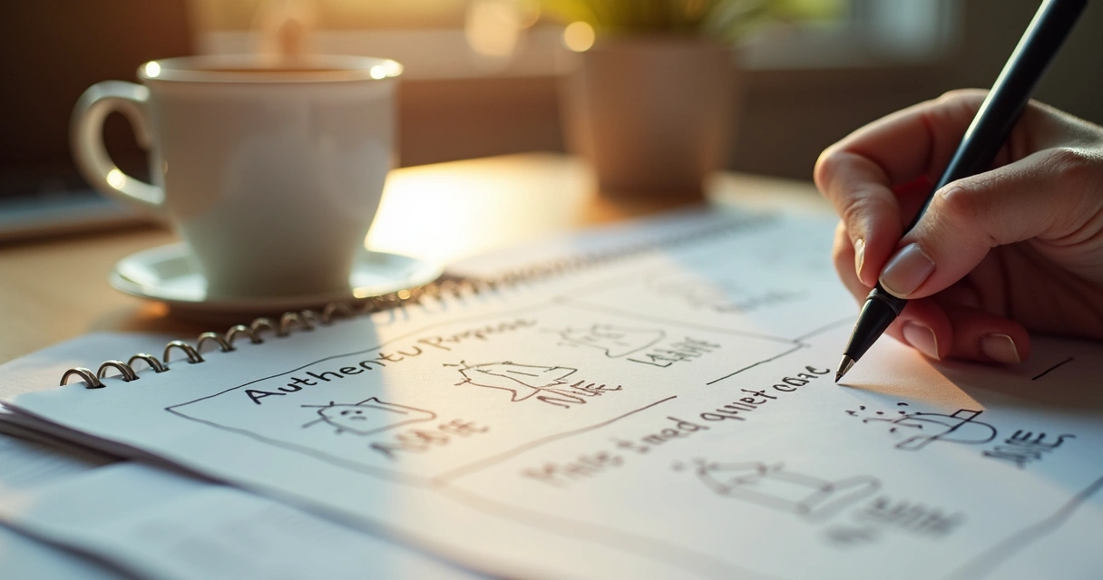 Anotações sobre propósito autêntico em um caderno 