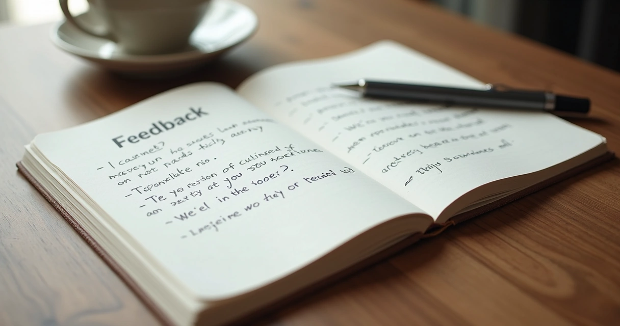 Caderno com anotações e reflexão sobre críticas