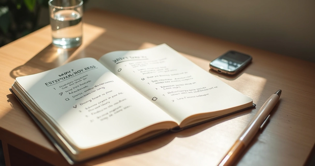 Caderno com anotações após feedback