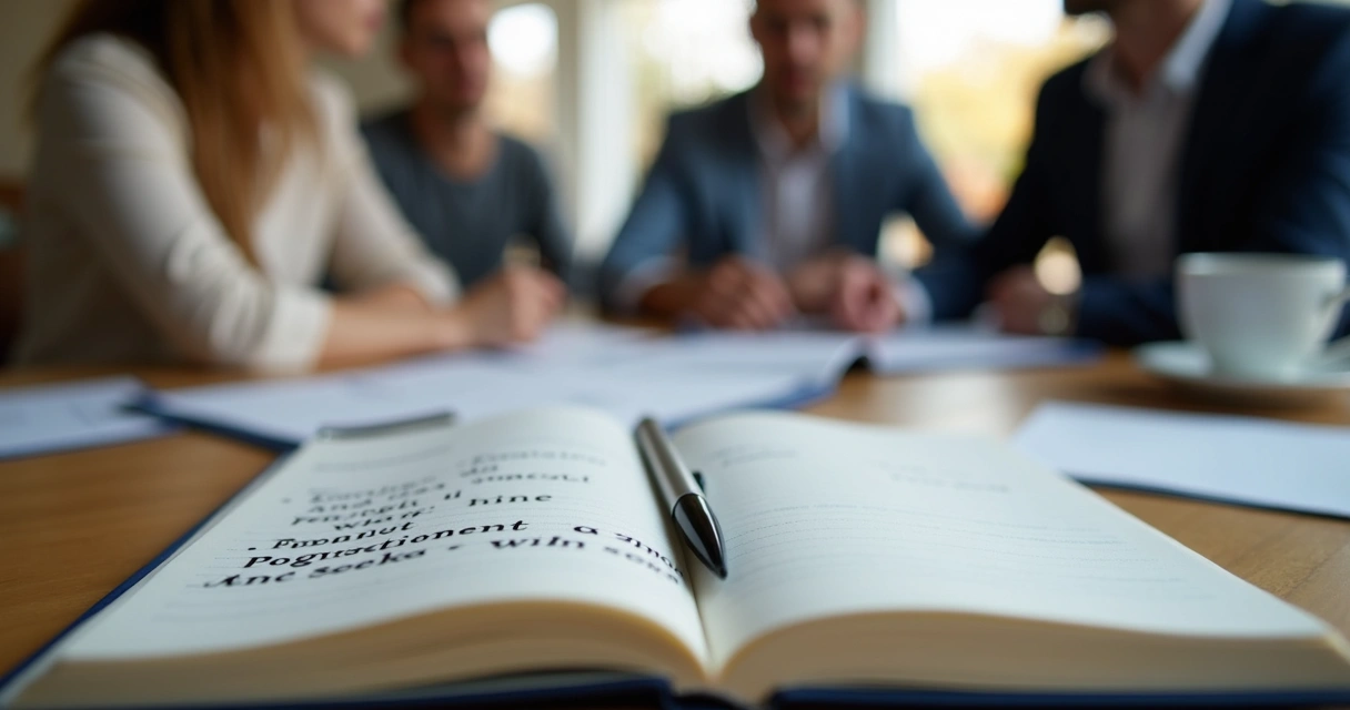 Caderno com anotações durante conversa em grupo 