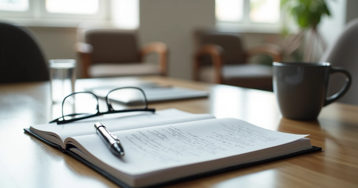 Caderno com anotações de supervisão clínica