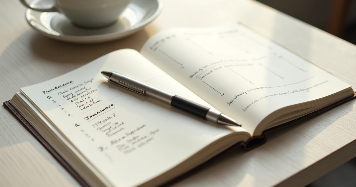 Caderno com valores escritos e agenda aberta