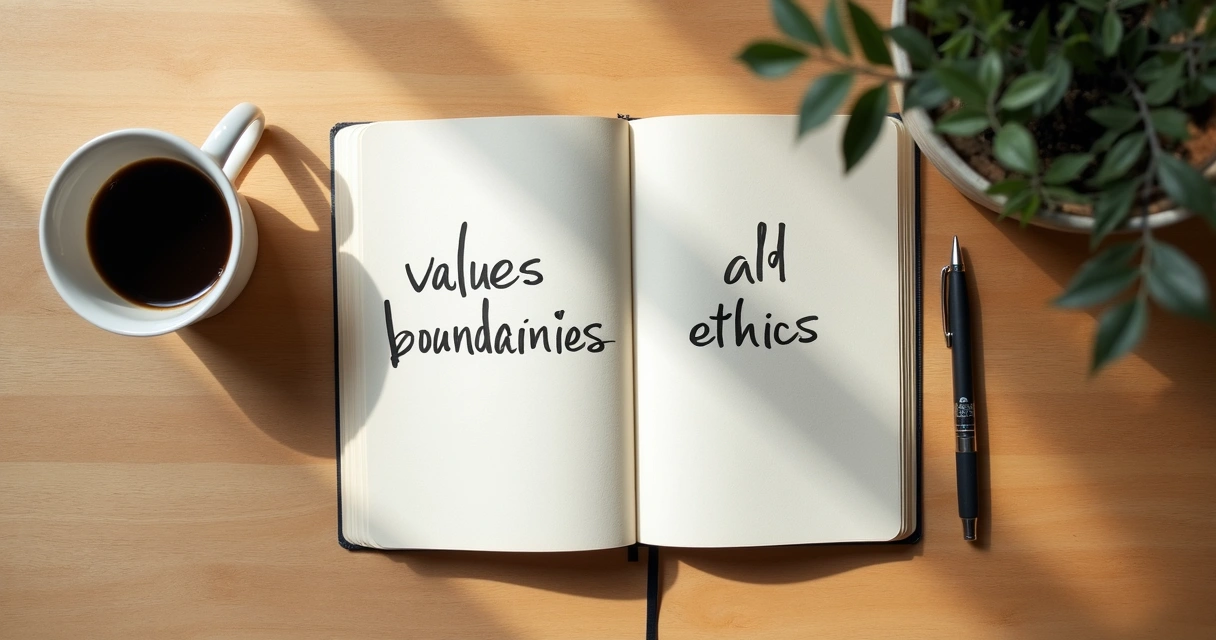 Caderno com anotações de valores pessoais na mesa 