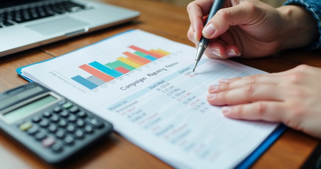 Pessoa anotando resultados de campanhas. 