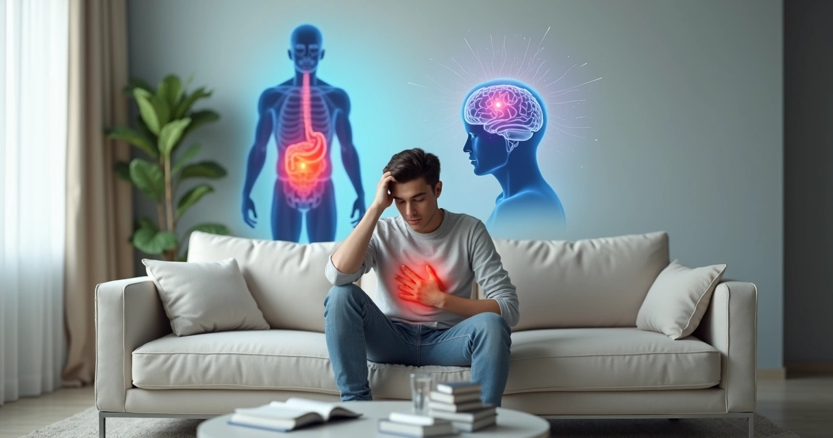 Pessoa segurando o peito 