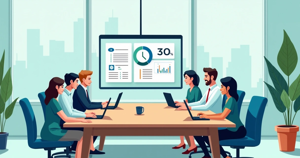 Equipe analisando duplicatas de serviço digitais em computadores modernos 