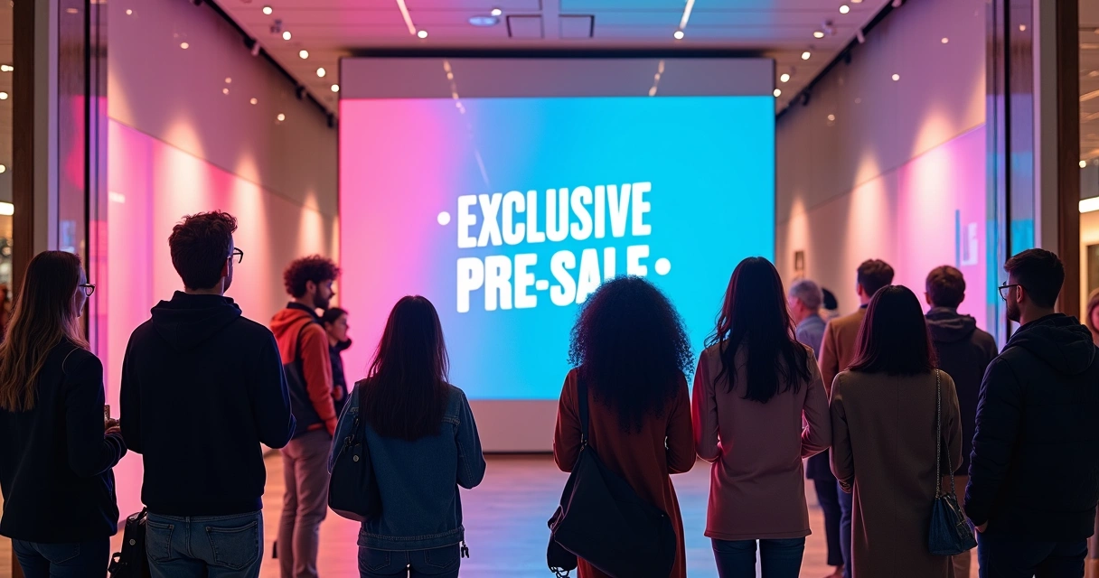 Clientes ansiosos aguardando por lançamento de promoção promocional 