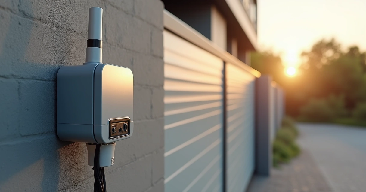 Antena externa instalada em motor de portão automático 