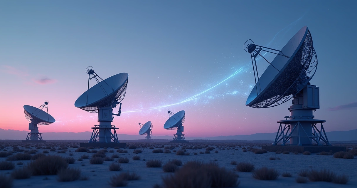 Antenas de rádio interconectadas trabalhando juntas 