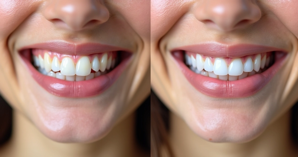 Comparação antes e depois do sorriso com alinhador 