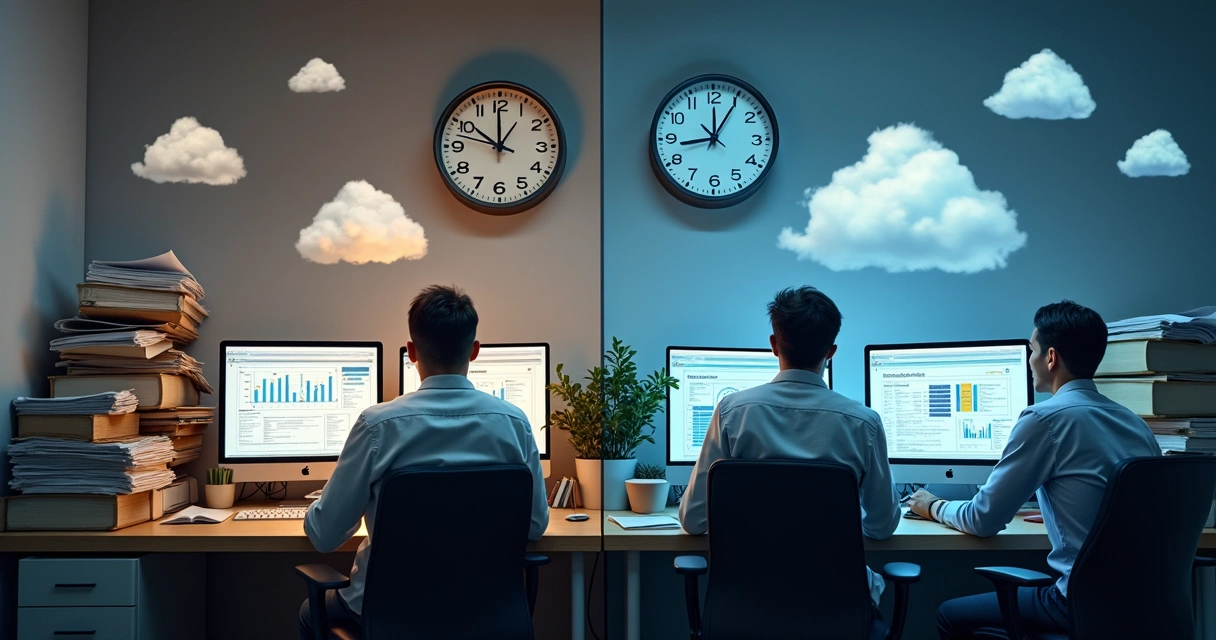 Comparação visual entre cenário manual e automatizado 