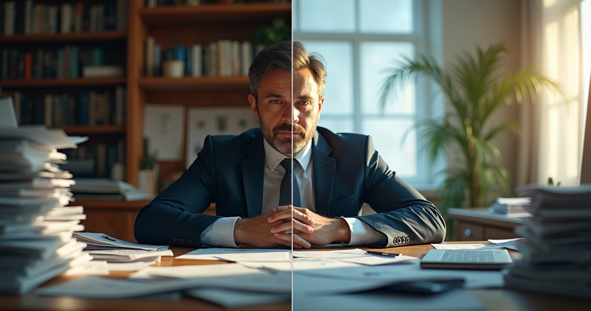 Comparativo visual antes e depois da automação jurídica em escritório 