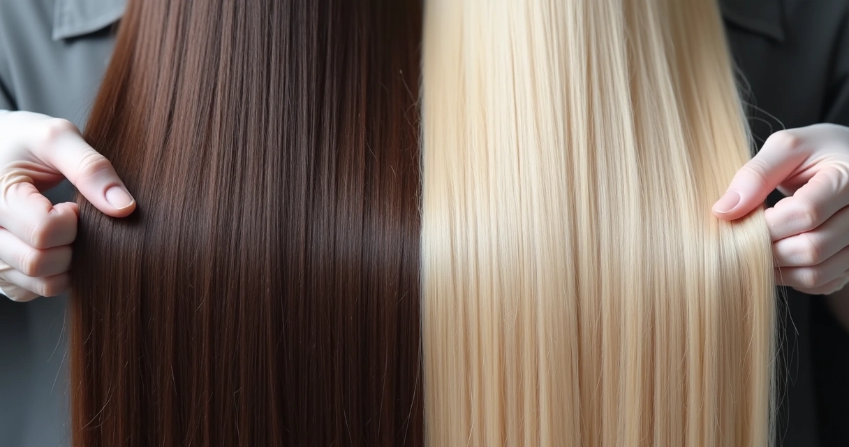 Antes e depois da descoloração do cabelo 